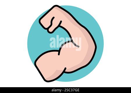 Muskel-Symbol. Symbolstil für farbige Umrisse. Starke Hand. Symbol für Fitnessstudio und Fitness. Vektor-Illustration für Gym-Elemente Stock Vektor