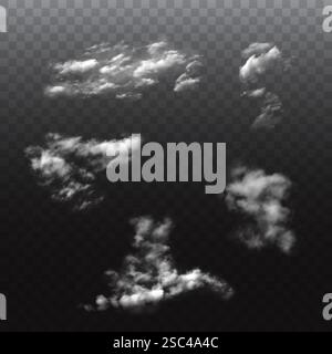 Realistische Wolken auf transparentem Hintergrund Stock Vektor