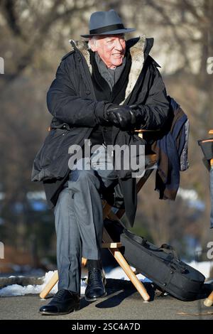 Donald Sutherland wurde am 5. März 2019 in New York City im Central Park gesehen, wo er die Serie The Undoing drehte Stockfoto