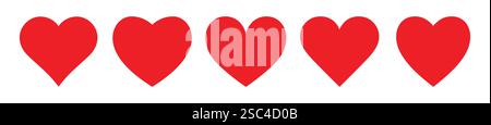 Rotes Herzset-Symbol in einem anderen Stil und Modus. Weißer Hintergrund. Vektorabbildung. Stock Vektor