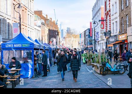 Lower Marsh Street Food Market in South London, England am 5. Februar 2025. Foto: SMP Stockfoto