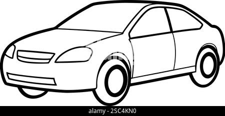 Auto-Symbol auf weißem Hintergrund, Linien- und Füllstil, Vektorillustration Stock Vektor
