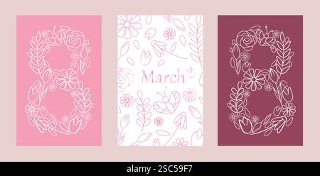 Blumen Nummer acht für Illustrationen zum Internationalen Frauentag Stock Vektor