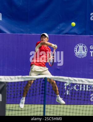 Chennai, Tamil Nadu, INDIEN. Februar 2025. Chennai Open 2025 :. Rio NOGUCHI (JPN) in Aktion (Credit Image: © Seshadri Sukumar/ZUMA Press Wire) NUR REDAKTIONELLE VERWENDUNG! Nicht für kommerzielle ZWECKE! Stockfoto