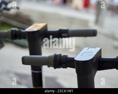 Ein Bild von einem Detail eines Elektrorollers Stockfoto