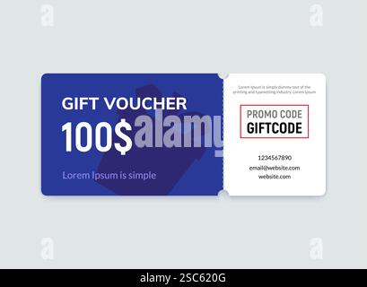 Geschenkgutschablone Aktionscode Rabattangebot Design. Gutscheingutschein für Geschenkgutscheine. Stock Vektor