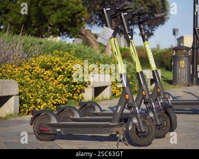 Ein Bild von einem Detail eines Elektrorollers Stockfoto