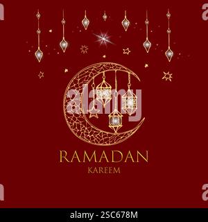 Vektorkarte Ramadan Kareem mit Licht Stock Vektor