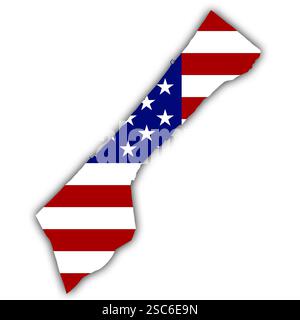 Karte des Gazastreifens mit US-Flagge als Hintergrund, Vorschlag übernehmen Stockfoto