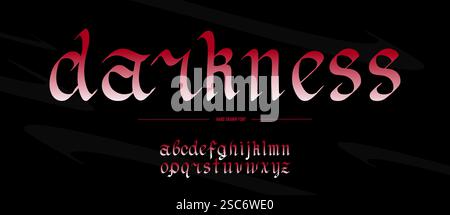 Gotisches Alphabet. Mittelalterliche handgeschriebene Schrift in altem Stil mit Kalligraphiestift. Traditionelle Schriftart für authentische Projekte auf Papier Stock Vektor