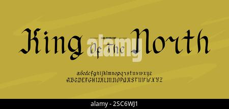 Gotisches Alphabet. Mittelalterliche handgeschriebene Schrift in altem Stil mit Kalligraphiestift. Traditionelle Schriftart für authentische Projekte auf Papier Stock Vektor