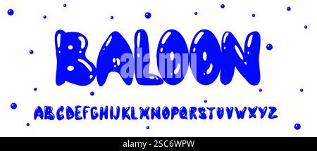 Bunte Schrift mit Bubble- oder Ballon-Schriftart mit Pinselstift für Kinder oder Festival. Party-Schriftzug mit trendigen Formen Stock Vektor