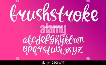 Kalligraphische Schrift oder Schriftart, handgezeichnet mit Pinselstift. Weiches, skizzenhaftes Alphabet mit Originalgravur. Stock Vektor