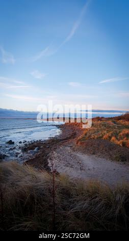 Sonnenaufgang am Togston Beach, Druridge Bay Northumberland, 2025 Stockfoto