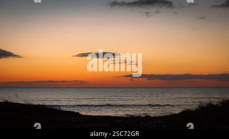 Sonnenaufgang am Togston Beach, Druridge Bay Northumberland, 2025 Stockfoto
