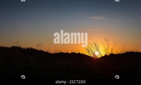 Sonnenaufgang am Togston Beach, Druridge Bay Northumberland, 2025 Stockfoto
