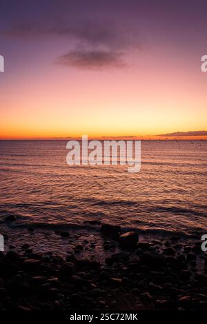 Sonnenaufgang am Togston Beach, Druridge Bay Northumberland, 2025 Stockfoto