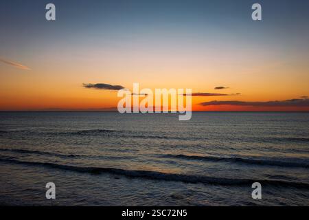 Sonnenaufgang am Togston Beach, Druridge Bay Northumberland, 2025 Stockfoto