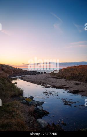 Sonnenaufgang am Togston Beach, Druridge Bay Northumberland, 2025 Stockfoto