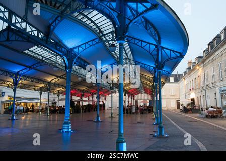 Market 'Baltard' auf dem Place Billard (künstlerisches Design: MO-CA Illustration), Stadt Chartres, Eure-et-Loir Departement, Centre-Val-de Stockfoto