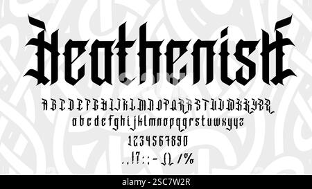 Vintage Tattoo Schriftart, Gothic mittelalterliche Schriftart, altes englisches Alphabet, Gothic Kalligraphie Typ Vektor Typografie Set. Mittelalterliche viktorianische Schriftart mit engli Stock Vektor