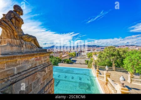 Nationalmuseum von Katalonien, Placa de Espanya Gegend. Barcelona. Spanien. Stockfoto