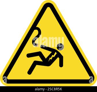 Warnschild „Spannung Körperschlag“. Dreieck Gelber Hintergrund. Elektrische Sicherheitsschilder und -Symbole. Stock Vektor