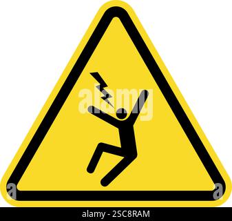 Warnschild Für Gefahr Durch Stromschlag. Dreieck Gelber Hintergrund. Elektrische Sicherheitsschilder und -Symbole. Stock Vektor