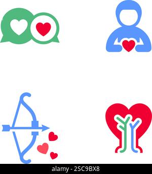 Setzen Sie Symbole oder Valentinstag-Symbole, Weihnachtsschilder für Feiertage, Vektor-trendigen modernen Stil. Stock Vektor