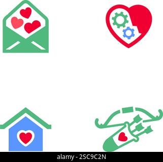 Setzen Sie Symbole oder Valentinstag-Symbole, Weihnachtsschilder für Feiertage, Vektor-trendigen modernen Stil. Stock Vektor