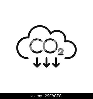 Symbol für CO2-Emissionen. Umwelt- und Umweltsymbol, Kohlendioxid-Verschmutzung, co2-Reduktion, co2-Reduktion, Wolke zur Kohlenstoffreduzierung, co2-Ausstoß Null. Vektor krank Stock Vektor