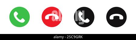Symbole für Anrufe annehmen und ablehnen gesetzt. Telefon, Telefonanruf, Kontaktsymbol. Vektorabbildung Stock Vektor