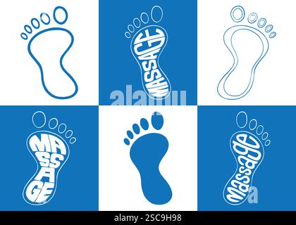 Logo-Set für Massagefüße. Vektorabbildung Stock Vektor