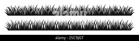 Set mit Grassilhouetten. Vektorabbildung. Stock Vektor