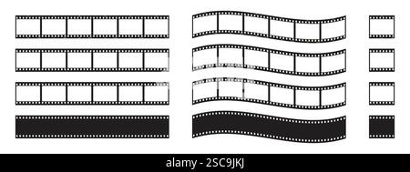 Altes Retro-Filmstreifen-Rahmenset isoliert auf weißem Hintergrund. Abstraktes grafisches Element des Konzepts. Vektorabbildung. Stock Vektor