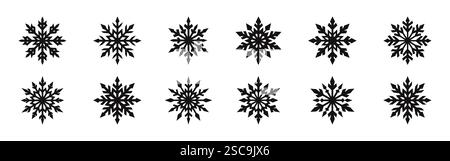 Schneeflocken-Symbole gesetzt. Weihnachts- und Winterkollektion. Vektorabbildung. Stock Vektor