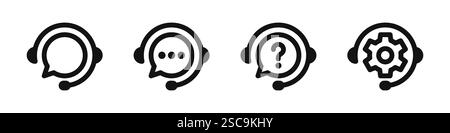 Symbole für den Kundendienst eingestellt. Support, privater Chat, Online-Betreiber, Hilfe, technischer Support, Callcenter, Hotline, Operator-Symbol. Vektorillus Stock Vektor