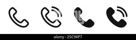 Telefonsymbole eingestellt. Telefonanruf, Kontaktieren Sie uns Symbolsammlung. Vektorabbildung Stock Vektor