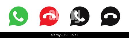 Symbole für Anrufe annehmen und ablehnen gesetzt. Telefon, Telefonanruf, Kontaktsymbol. Vektorabbildung Stock Vektor