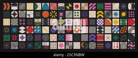 Brutalistische Formen, Geometrische Formen. Minimalistisches Design Von Bauhaus. Trendige Y2K Vektorschilder. Stock Vektor