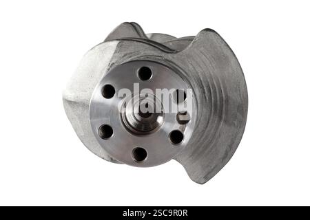 Motorkurbelwelle auf weißem Hintergrund Stockfoto