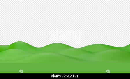 3D grüne Hügel und Gras. Minimales Design für Sommerlandschaften. Realistische Vektordarstellung. Stock Vektor