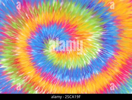 Regenbogenfarbenes, handgemaltes Design mit Krawattenfarbe im Hintergrund Stock Vektor