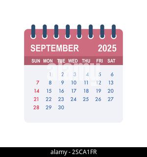 Kalenderseite September 2025 mit Tagen und Wochen Stock Vektor
