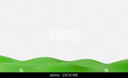 Grünes 3D-Feld mit Hügeln und Wiesen. Sommer Landschaft Hintergrund. Vektor-isolierte Abbildung. Stock Vektor