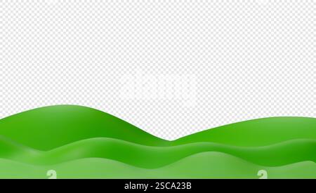 3D Hügel mit grünen Wiesen, Gras. Minimale Cartoon-Landschaft. Naturhintergrund. Realistische Vektordarstellung Stock Vektor