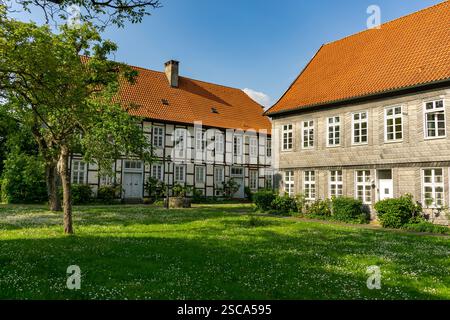 Fachwerkhaus im Stift in Lippstadt, Nordrhein-Westfalen, Deutschland, Europa | Fachwerkhaus im Stift in Lippstadt, Nordrhein-Westfalen, Keim Stockfoto