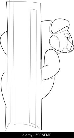 Koala Animal Einzeichenzeichnung. Minimalistisches Silhouettendesign Von Koala. Vektorabbildung. Stock Vektor