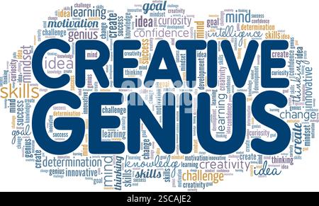 Kreatives Genius Wortwolke Konzeptdesign isoliert auf weißem Hintergrund. Stock Vektor