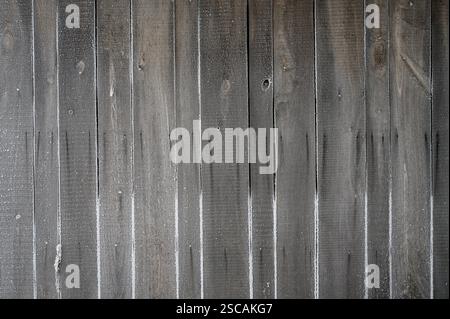 Hölzerner gefrorener Plank Hintergrund, hölzerner Plank Kabinenhauswand Hintergrund, alte hölzerne Textur Stockfoto